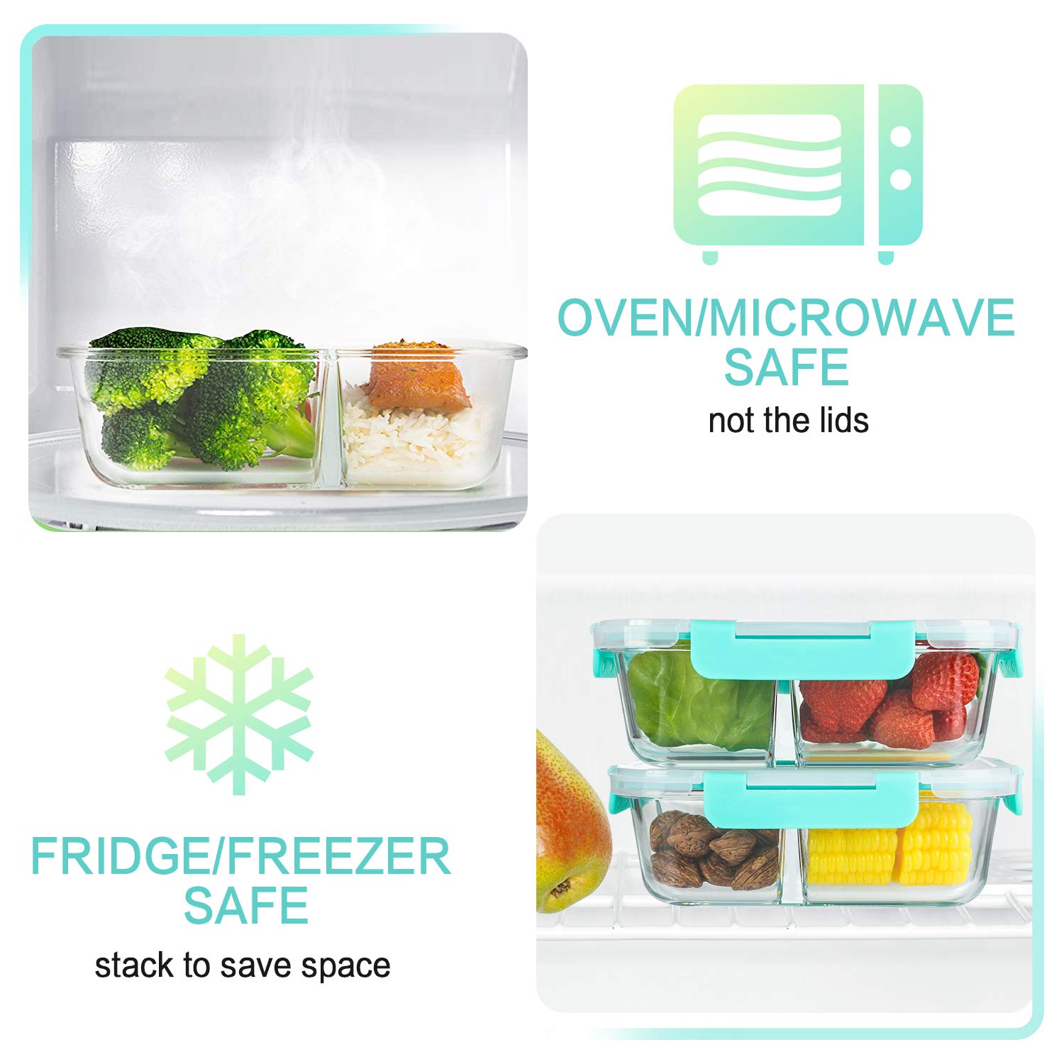 M MCIRCO stacked containers inside refrigerator, maximizes kitchen storage