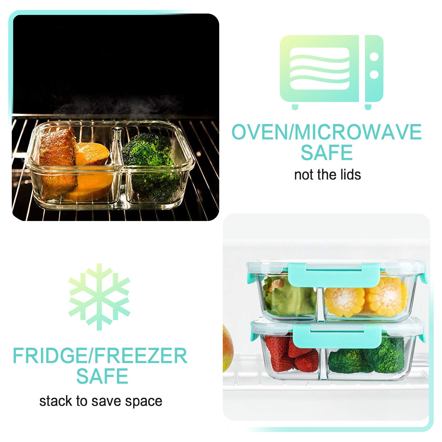M MCIRCO stacked containers inside refrigerator, space-saving organized storage