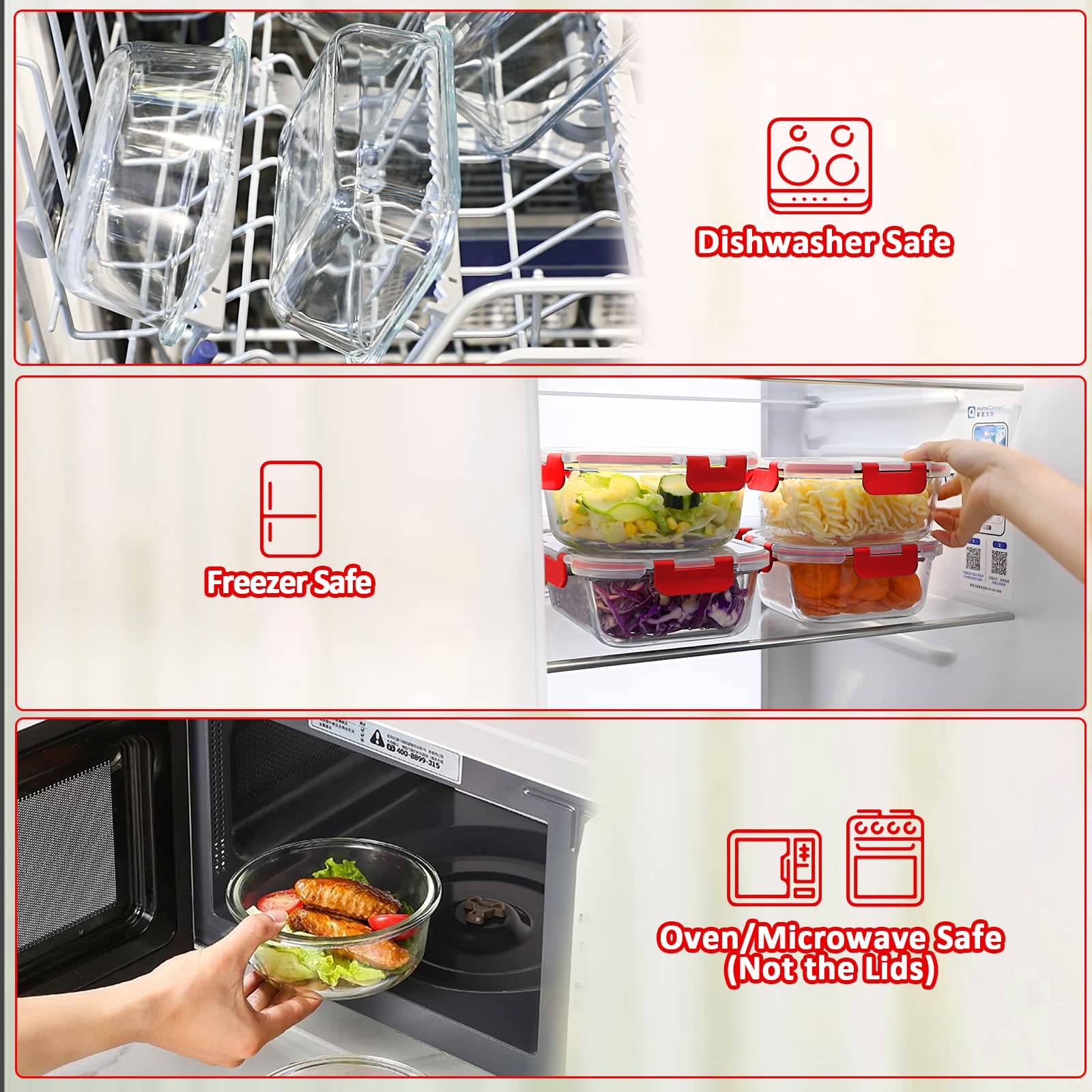 M MCIRCO containers stacked in fridge showing space-saving and visibility benefit
