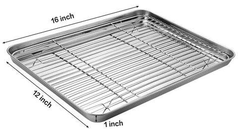 M MCIRCO polished stainless baking sheet surface showing nonstick benefit