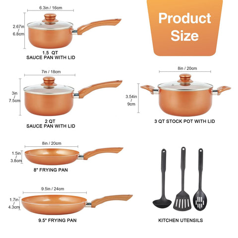 M MELENTA copper pots and pans focus on exterior finish and product branding appeal