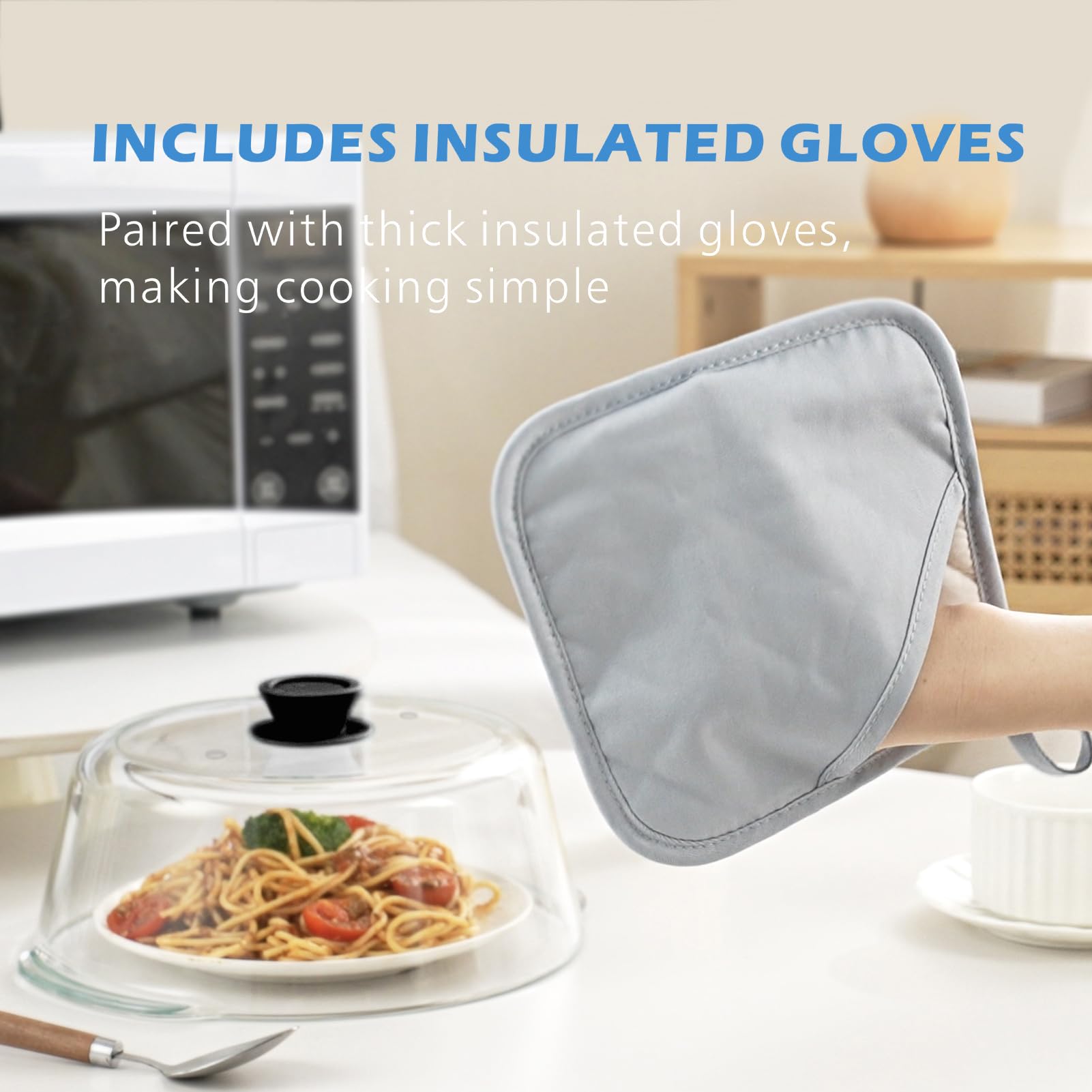 M MNSZRYBO 8 in use over bowl keeps microwave clean while heating