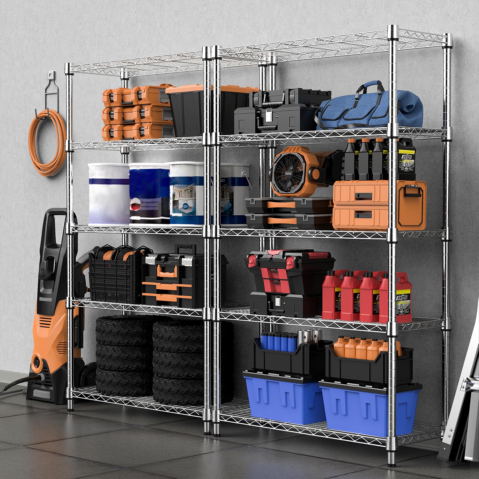 M MZG close-up of wire shelf surface highlighting durable steel and easy-clean finish