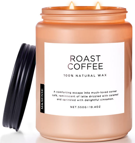 M&SENSE front jar showing coffee candle and long-lasting ambiance