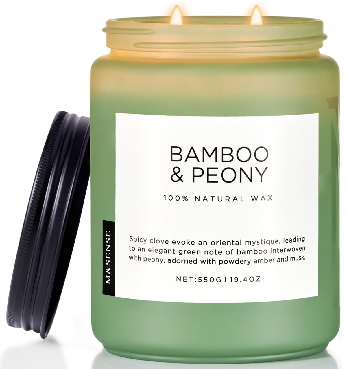 M&SENSE front jar shot showing elegant bamboo peony label and clean design benefit
