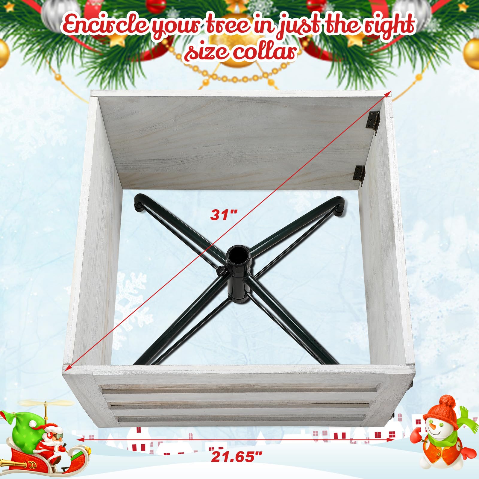 Macarrie collar assembled around tree showing concealed stand and tidy appearance