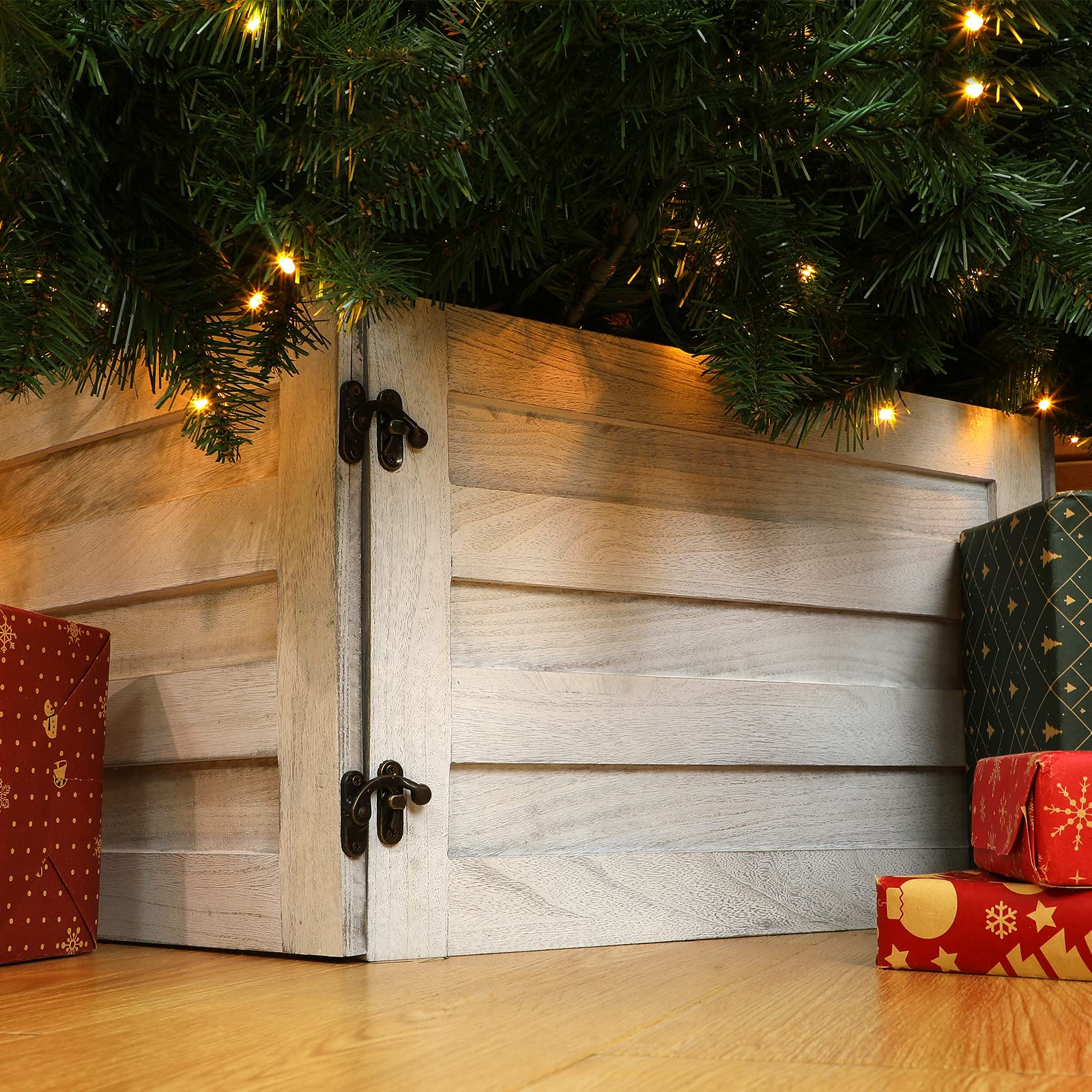 Macarrie white wood front view showing clean farmhouse finish and neat base coverage