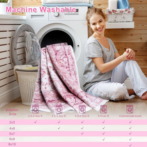 Macgace rug in a washing machine showing machine-washable convenience