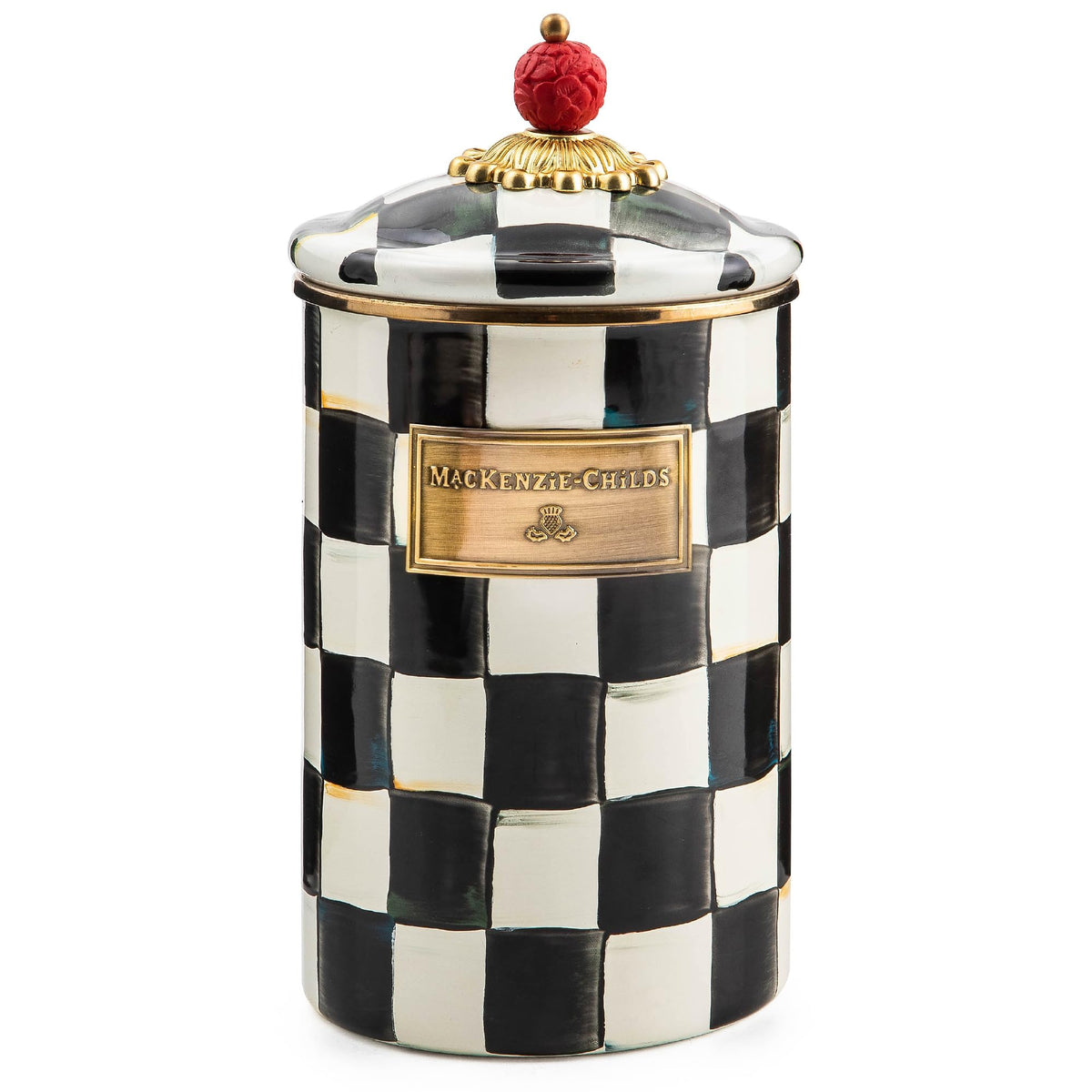 MACKENZIE-CHILDS front view showing canister shape and decorative benefit