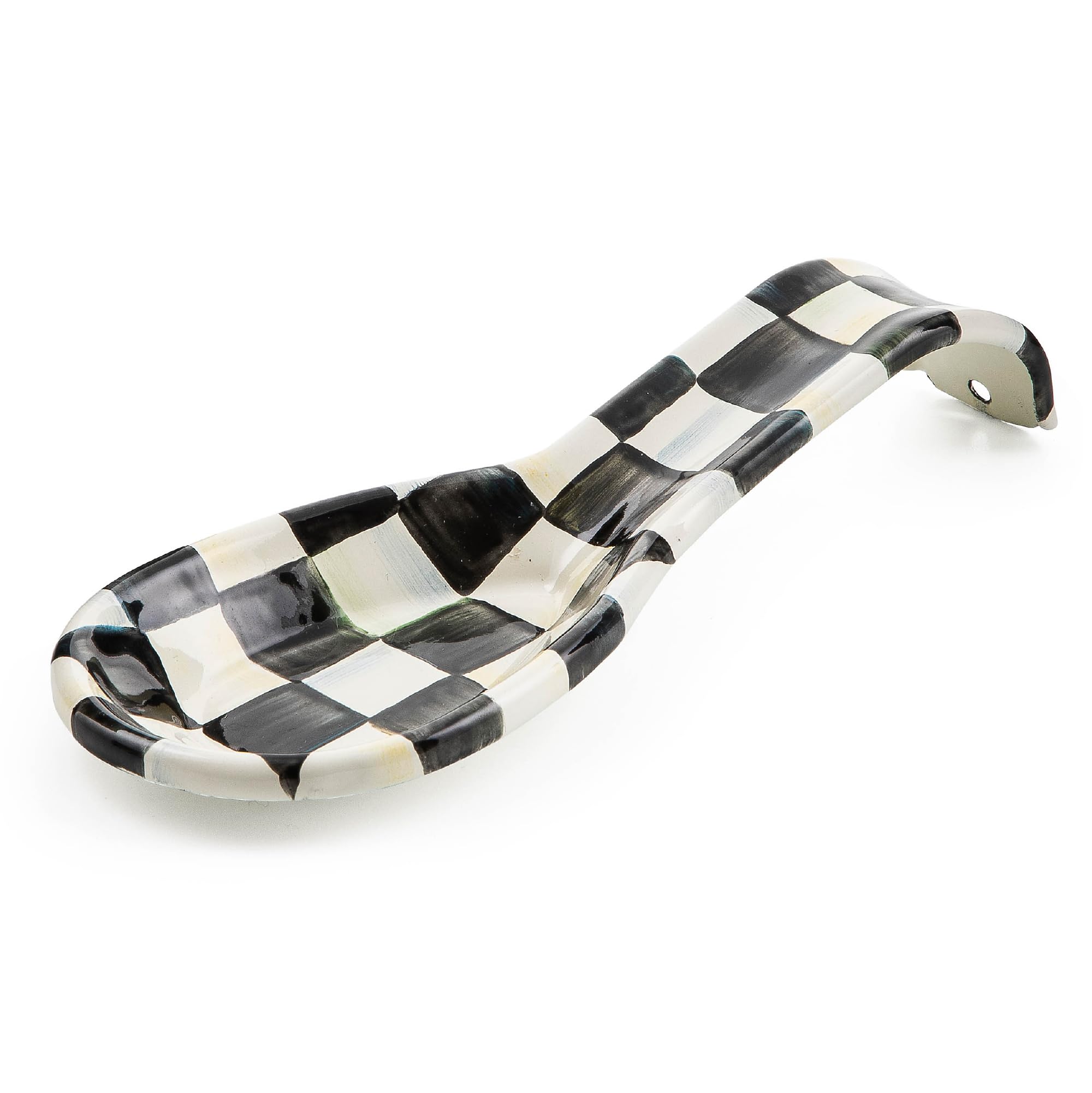MACKENZIE-CHILDS spoon rest front view shows pattern and keeps counters clean