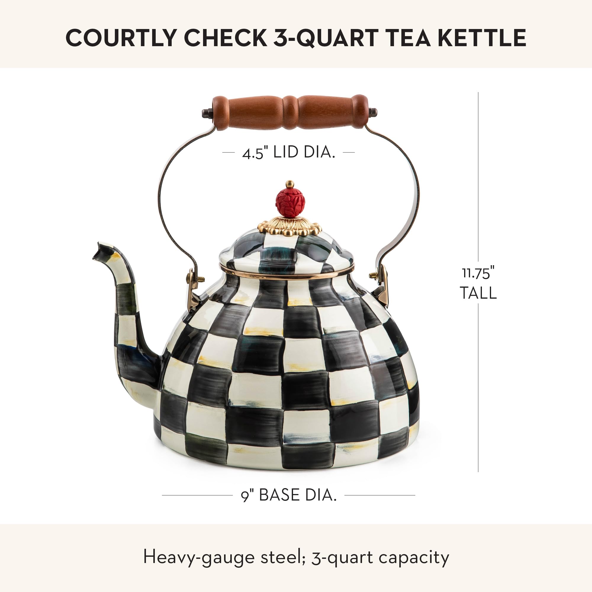 MACKENZIE-CHILDS kettle boiling on stove showing reliable performance