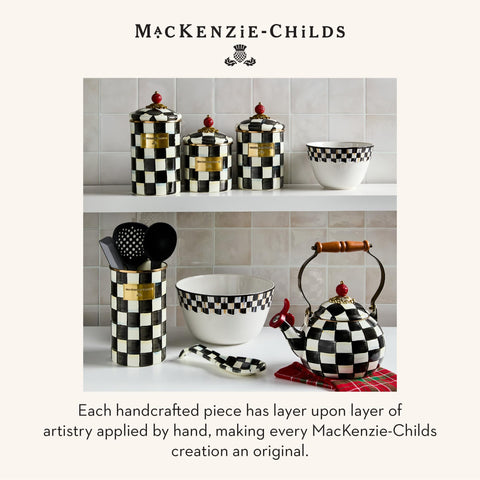 MACKENZIE-CHILDS spoon rest styled on kitchen counter enhances decor