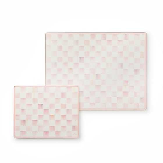 MACKENZIE-CHILDS front view of rosy check board for stylish prep and serving