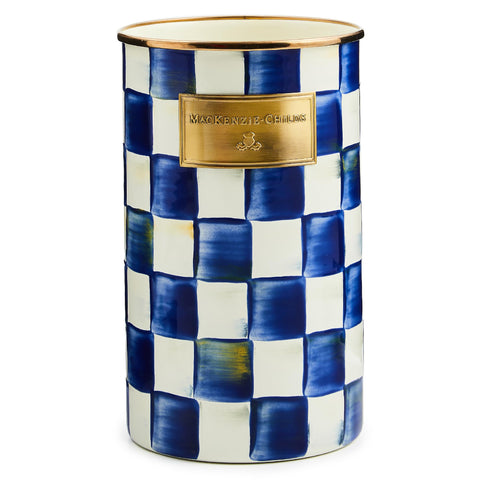 MACKENZIE-CHILDS front view showing Royal Check enamel and upright storage benefit