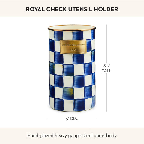 MACKENZIE-CHILDS utensil holder on kitchen countertop organizing cooking tools