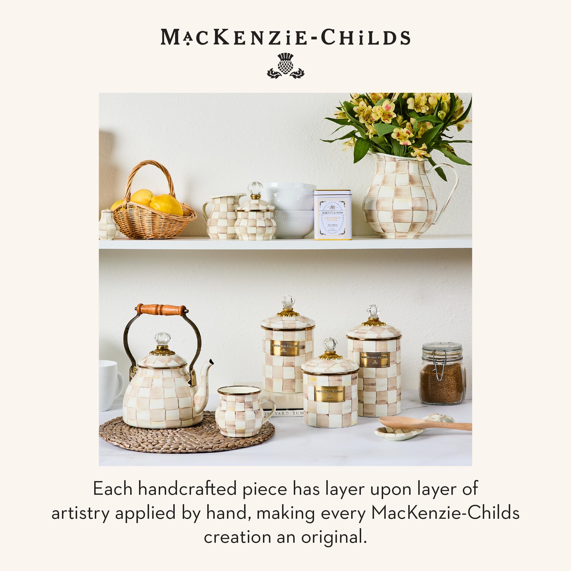 MACKENZIE-CHILDS spoon rest styled on counter for decorative practical benefit