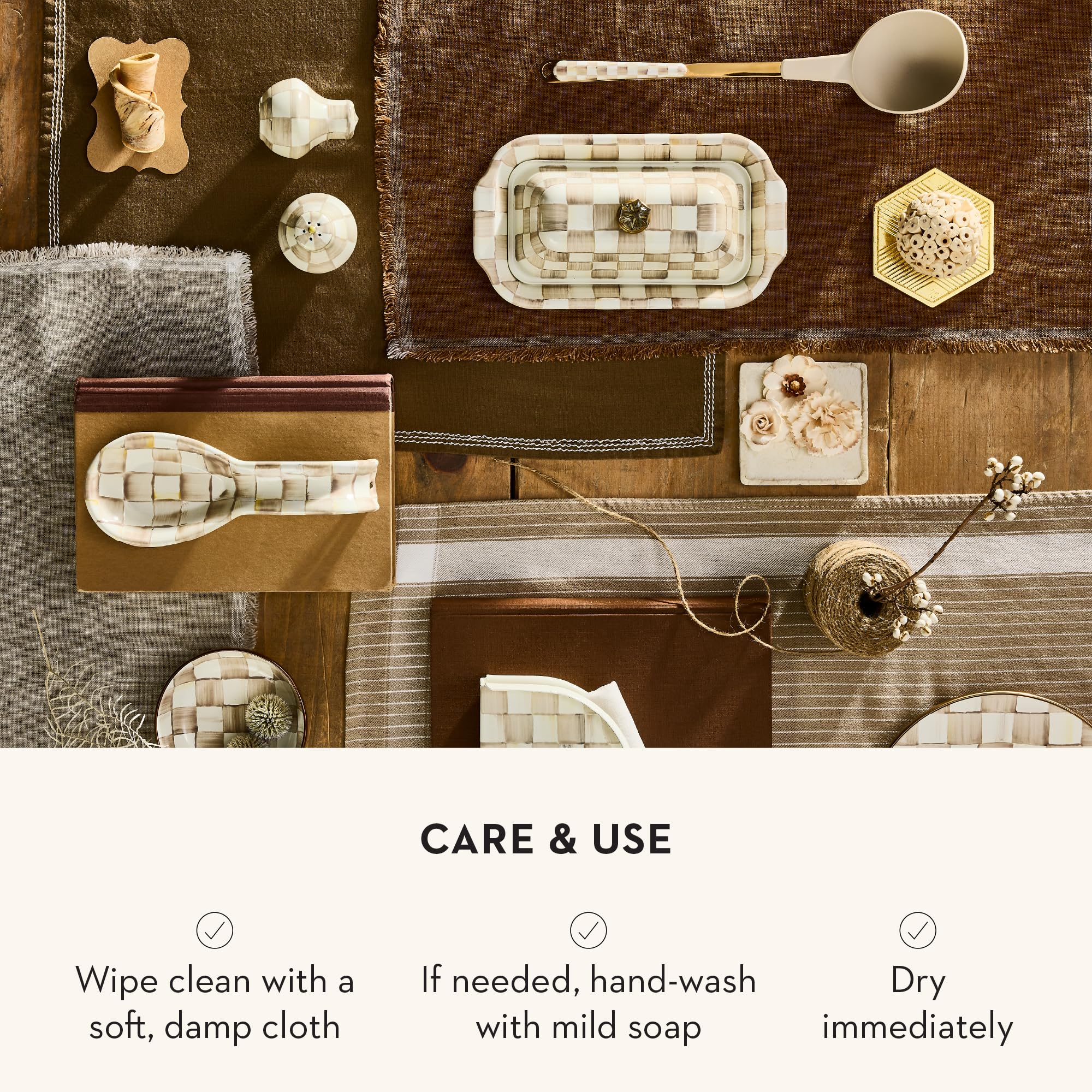 MACKENZIE-CHILDS spoon rest label and glossy finish highlight craftsmanship