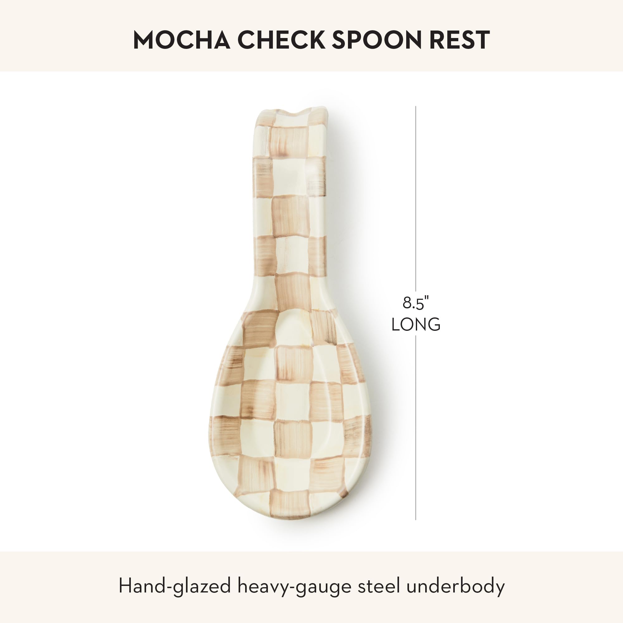 MACKENZIE-CHILDS spoon rest shown with wooden spoon for size and stability