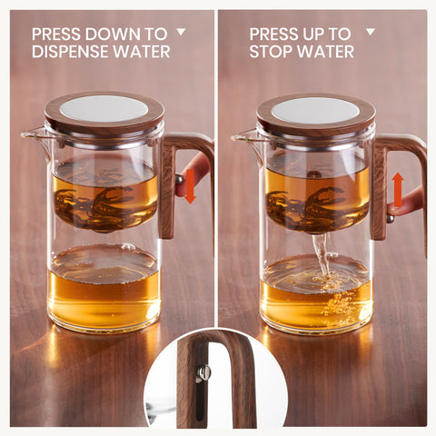 MACTANO Enchant close-up of magnetic infuser demonstrating precise steep control