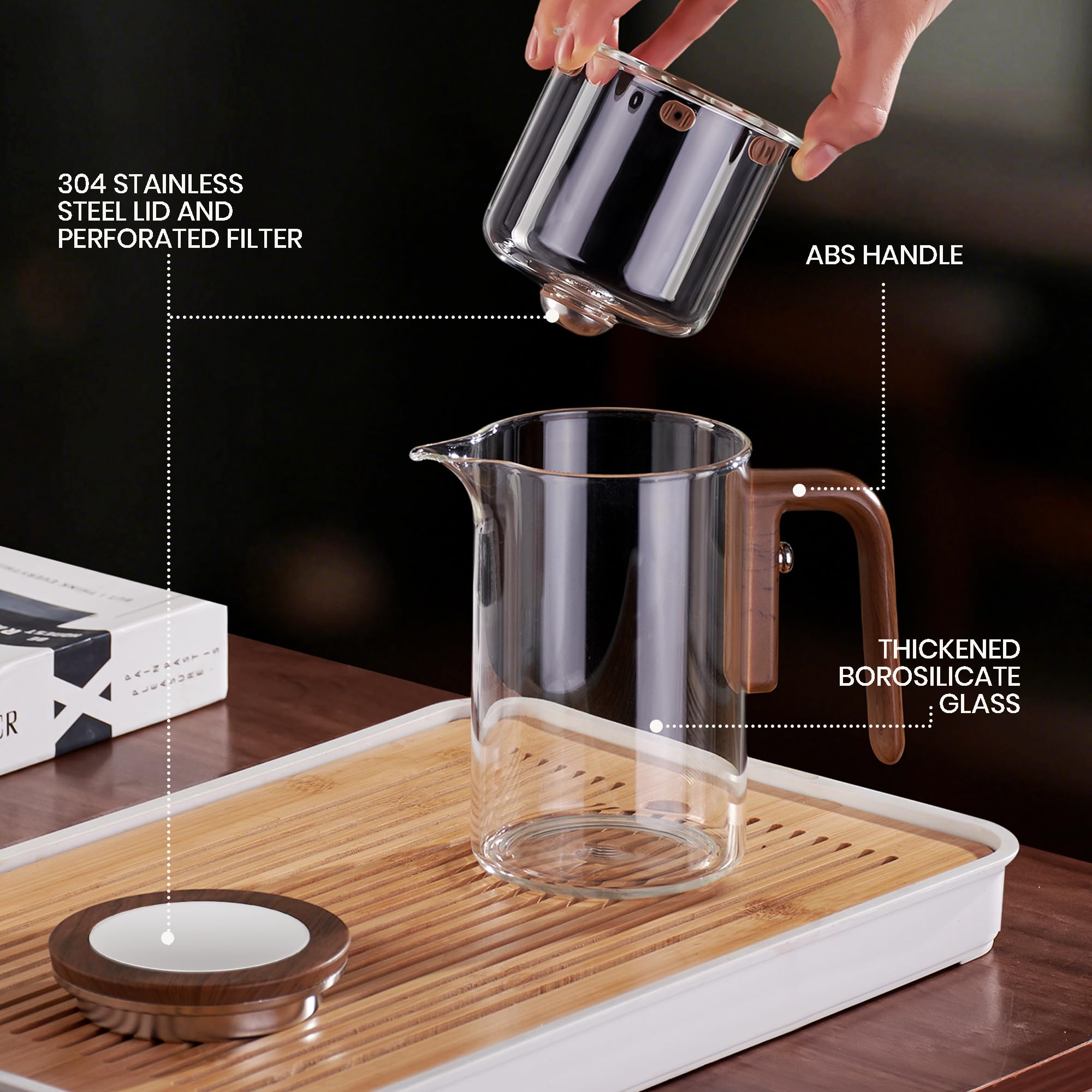 MACTANO Enchant removable filter beside teapot for easy cleaning