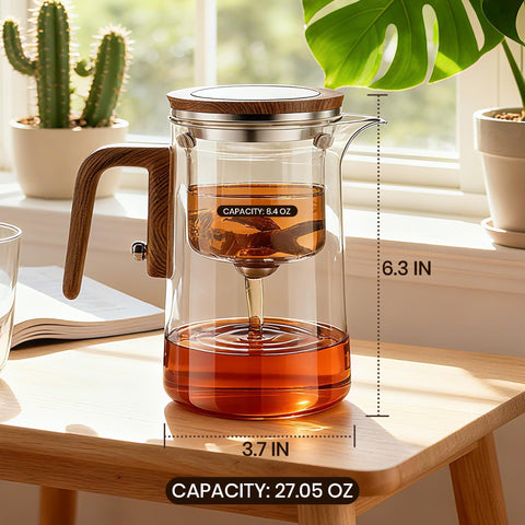 MACTANO teapot on a tea table setting, stylish everyday brewing benefit