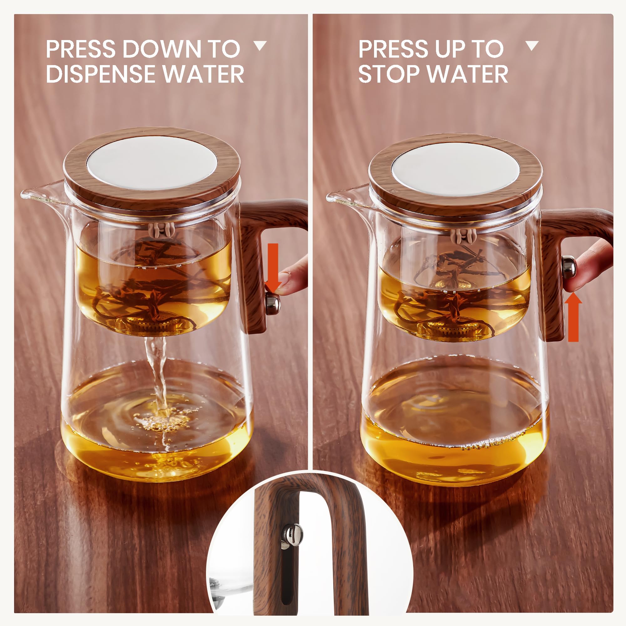 MACTANO close-up of magnetic infuser mechanism, precise steep control benefit