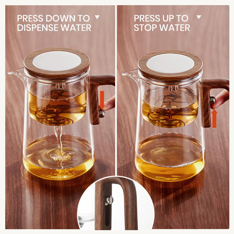 MACTANO close-up of magnetic infuser mechanism, precise steep control benefit