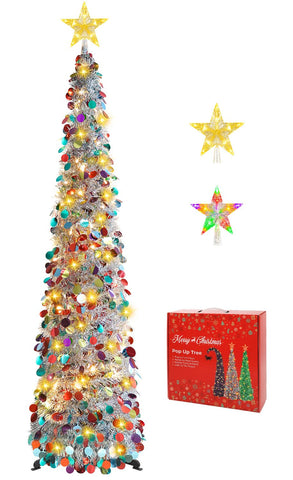 MACTING front view of 5FT tree showing full illuminated profile and festive appeal