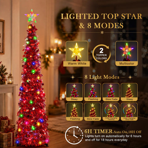 MACTING illuminated star topper close-up with two color options, bright focal accent
