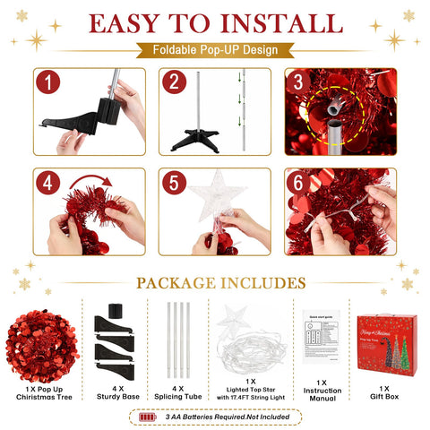 MACTING red PVC tinsel and sequin leaf texture detail, reflective sparkle for better light return