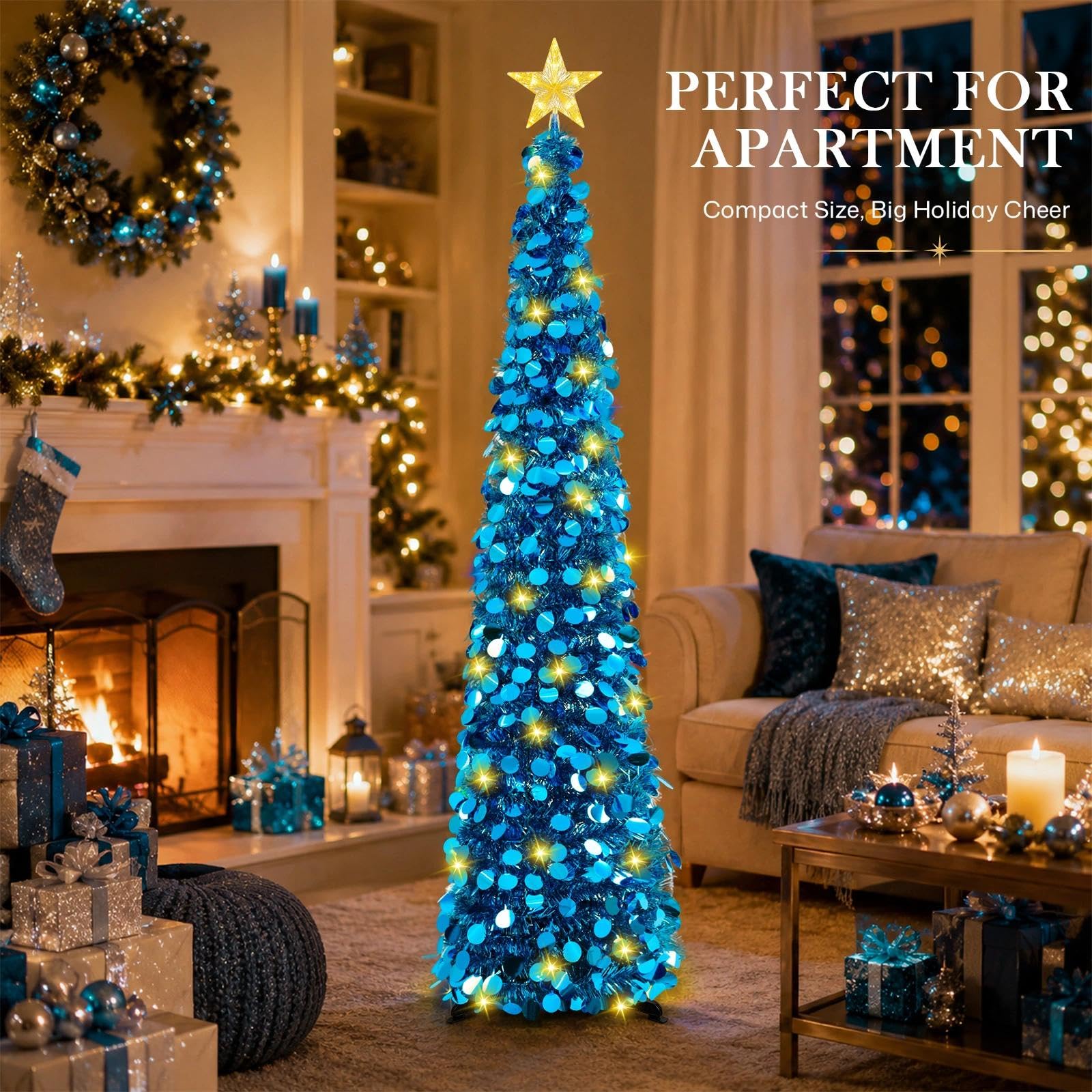 MACTING tree placed in apartment corner showing space-saving decor benefit