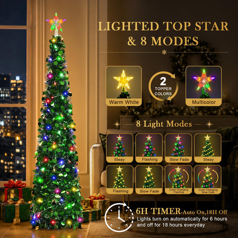 MACTING lighted star closeup highlighting bright topper and focal glow