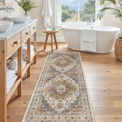 Madane runner styled in a hallway demonstrating durable look for busy entries