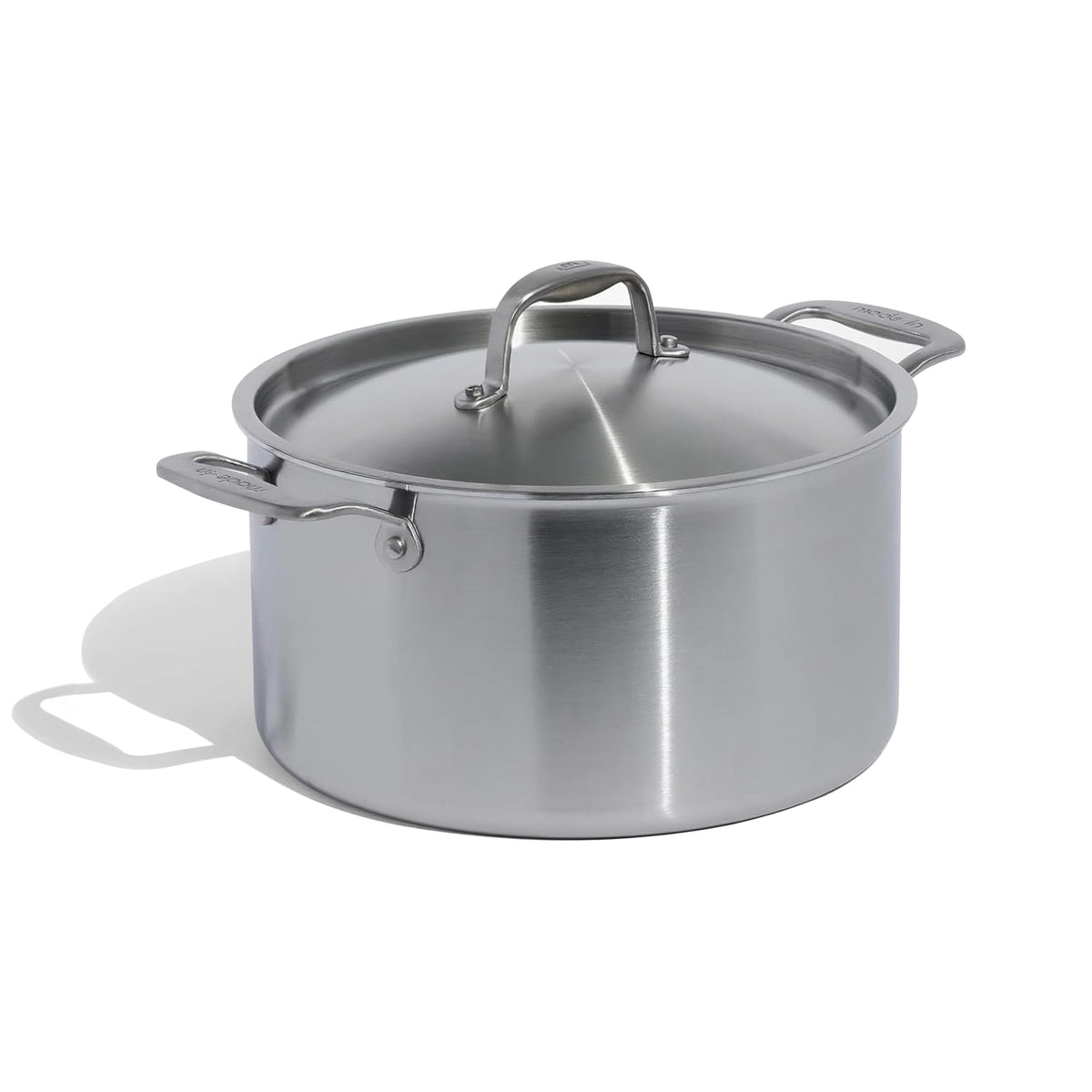 Made In 8 qt stock pot front view showing capacity and clean finish, durable performance
