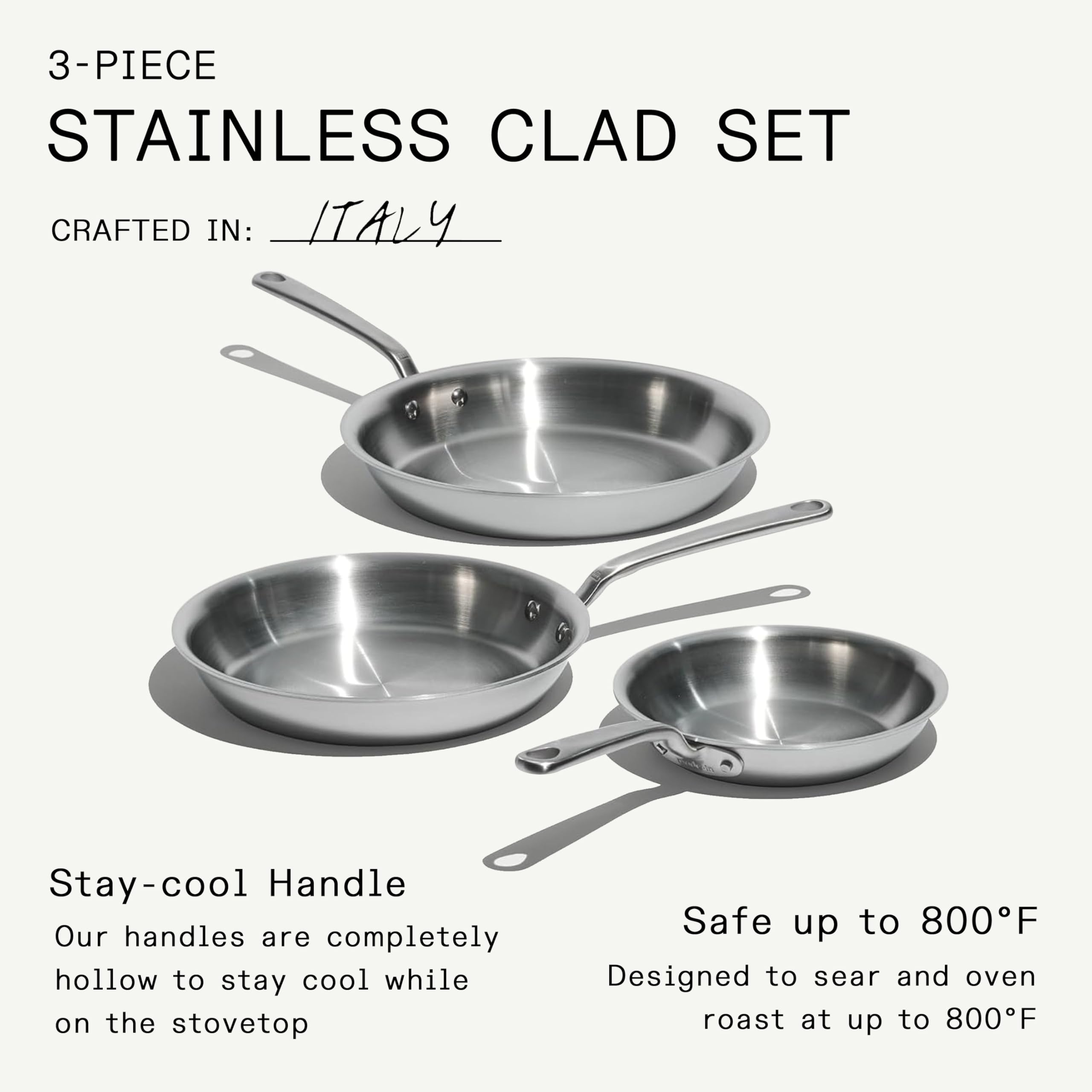 Made In pan base flatness on induction hob showing 430 stainless compatibility and stability