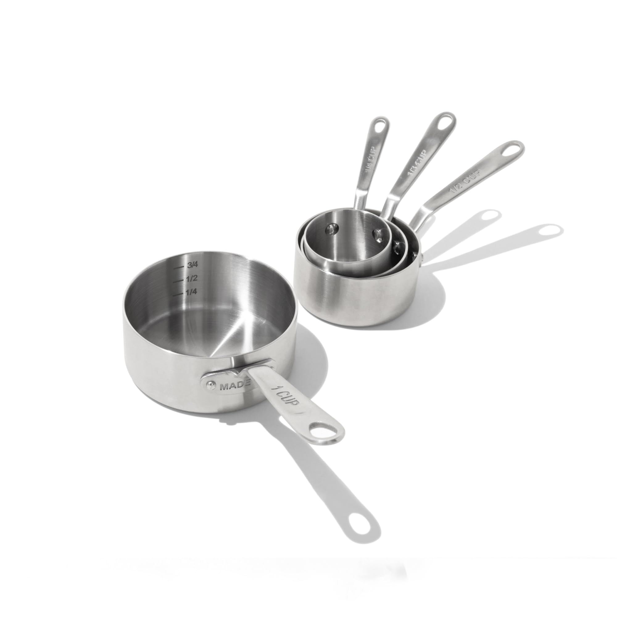 Made In measuring cups front view shows organized set and durable finish