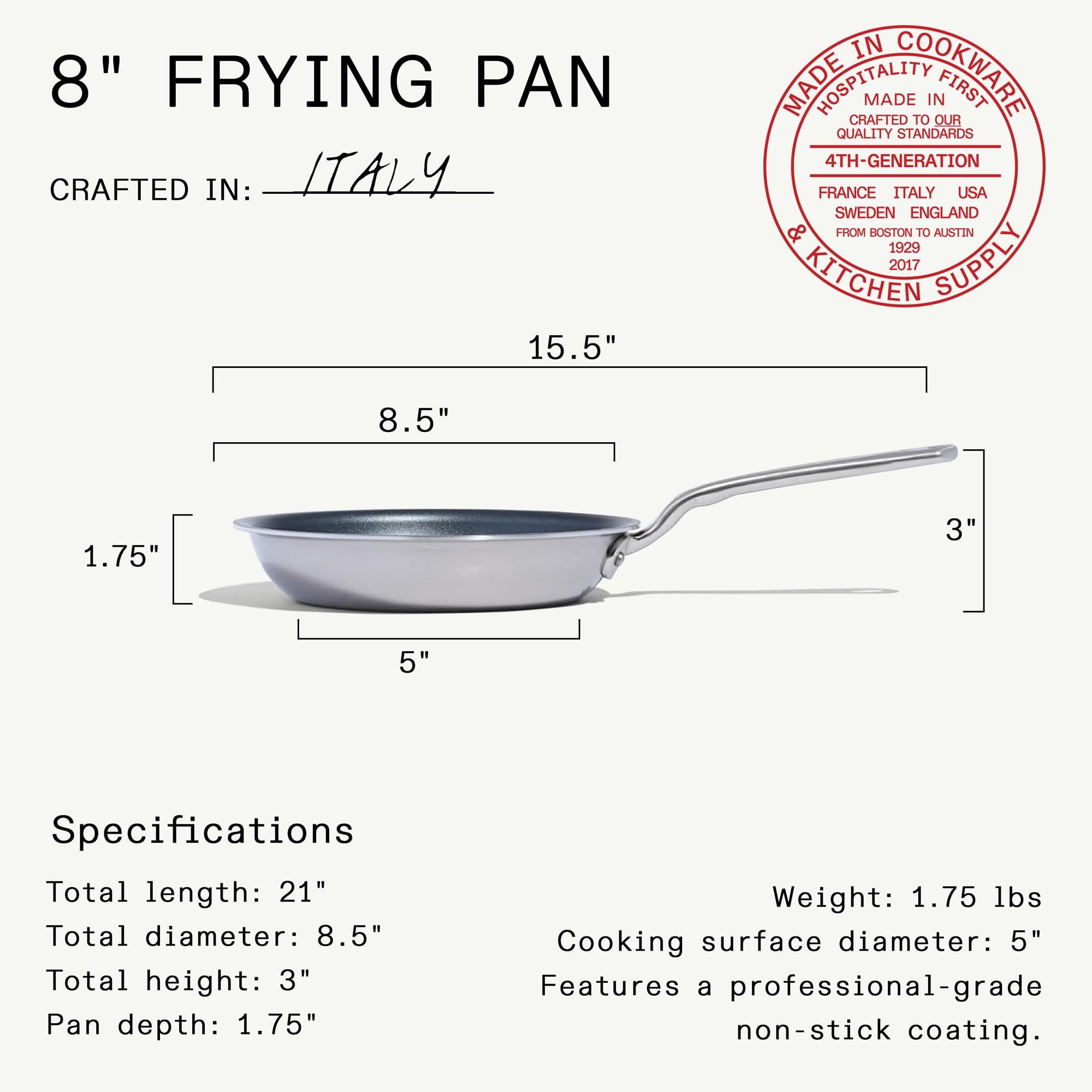 Made In nonstick surface close-up highlighting ultra-slick texture for easy release