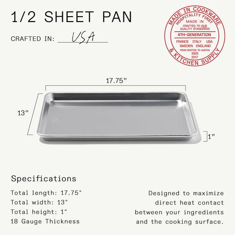 Made In pan beside oven rack for scale and correct fit in standard ovens