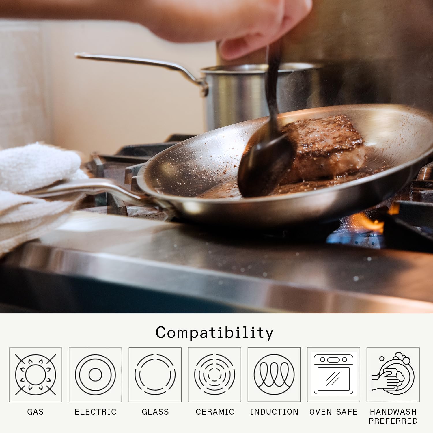 Made In side profile showing 1.75-inch depth for versatile cooking benefit