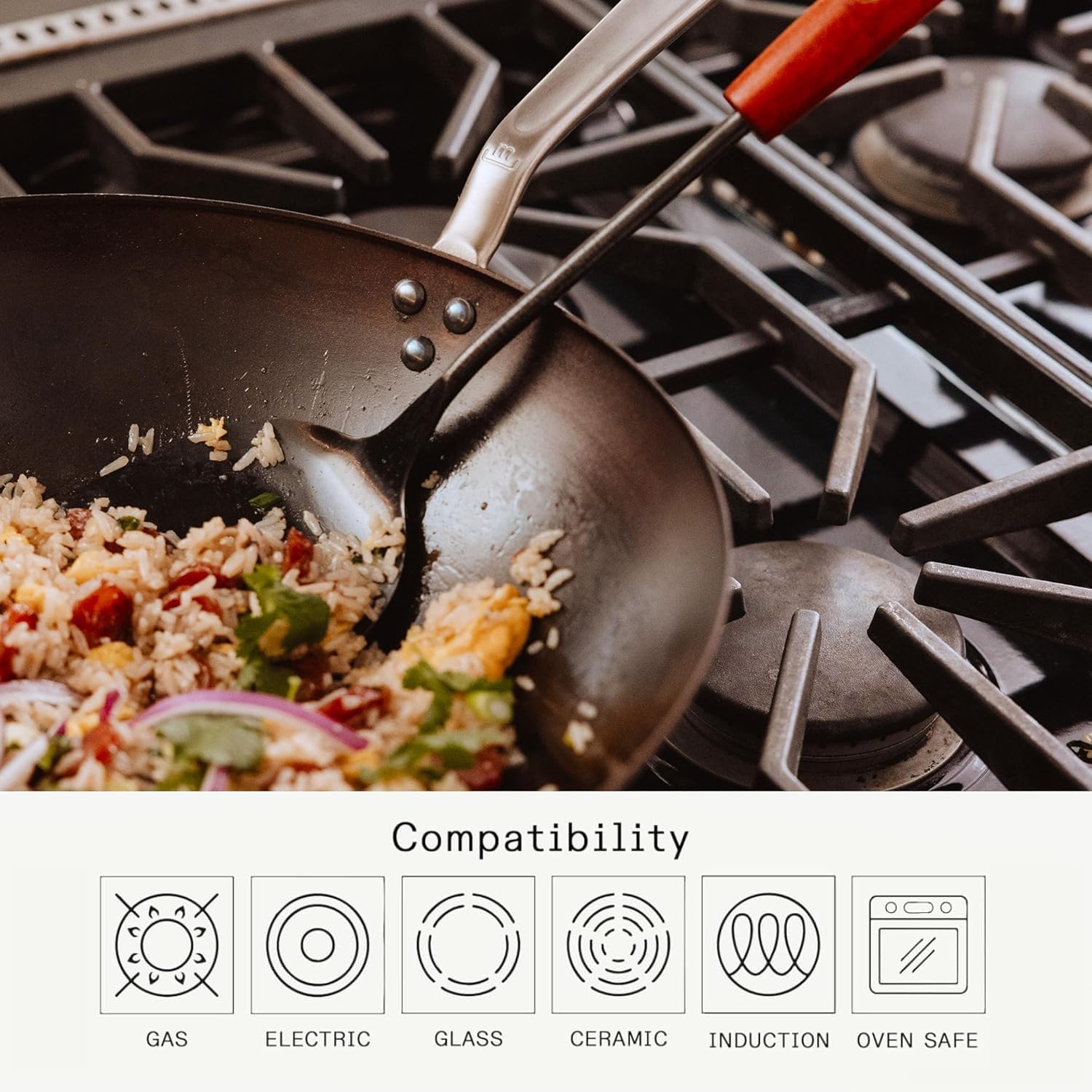 Made In wok in use stir-fry showing high heat sear and quick tossing