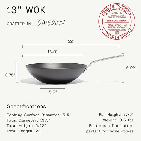 Made In wok side profile highlighting deep rounded shape and even walls