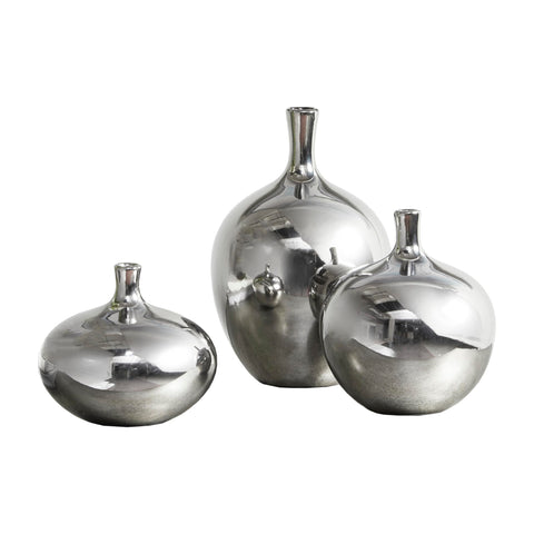 Madison Park Ansen vases front view showing trio and modern shine