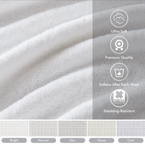 Madison Park folded bath towel on shelf conveying thick softness and organized linen storage benefit