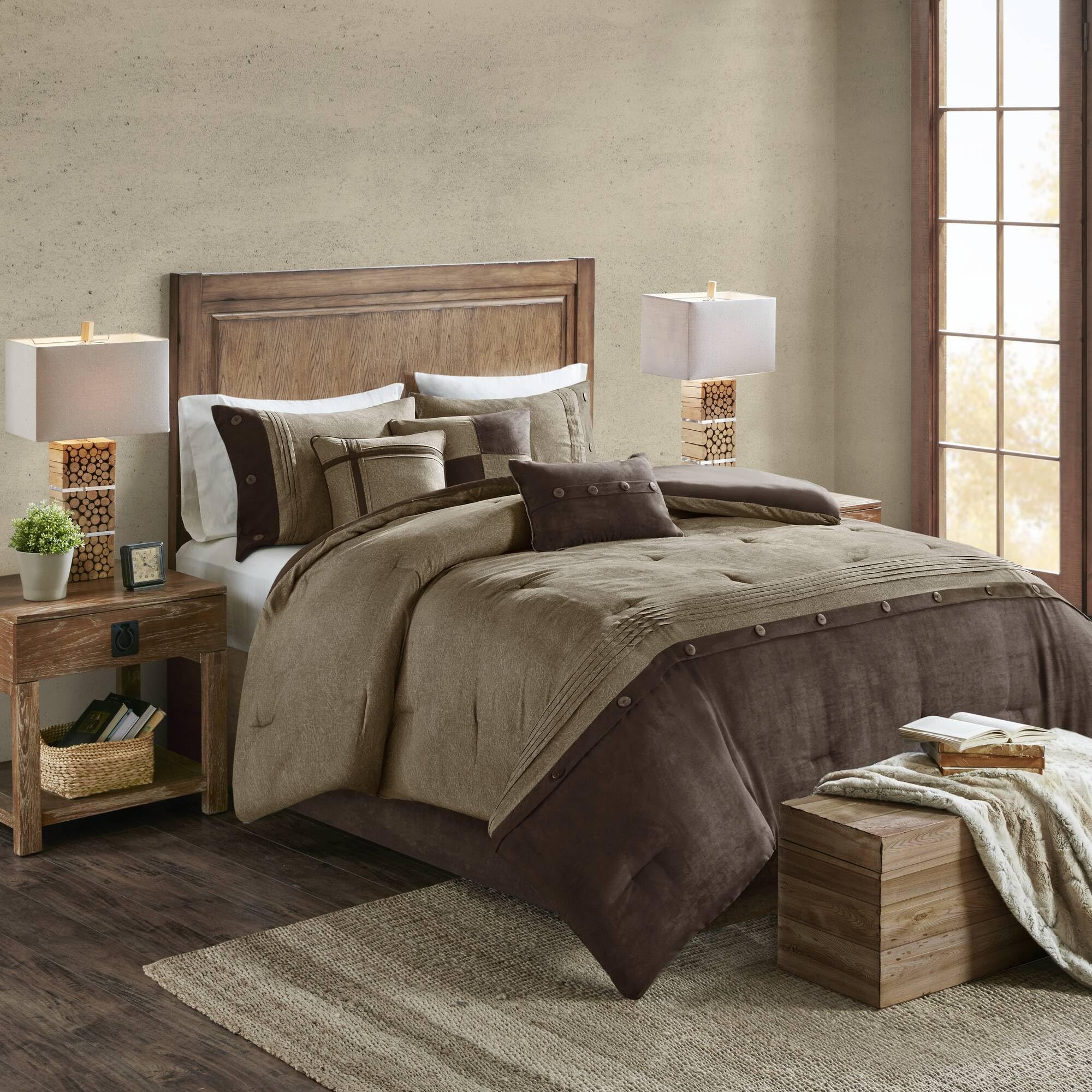Madison Park comforter front view showing brown lodge look and cozy appeal