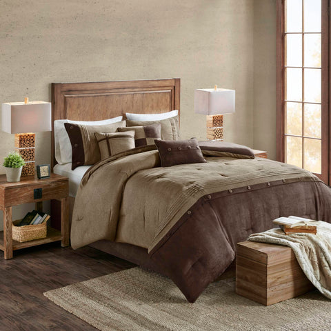 Madison Park comforter front view showing brown lodge look and cozy appeal