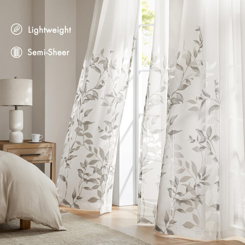 Madison Park Cecily draped in living room filtering light and adding subtle privacy benefit