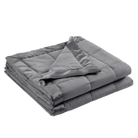 Madison Park charcoal blanket front view showing neat satin trim and modern look