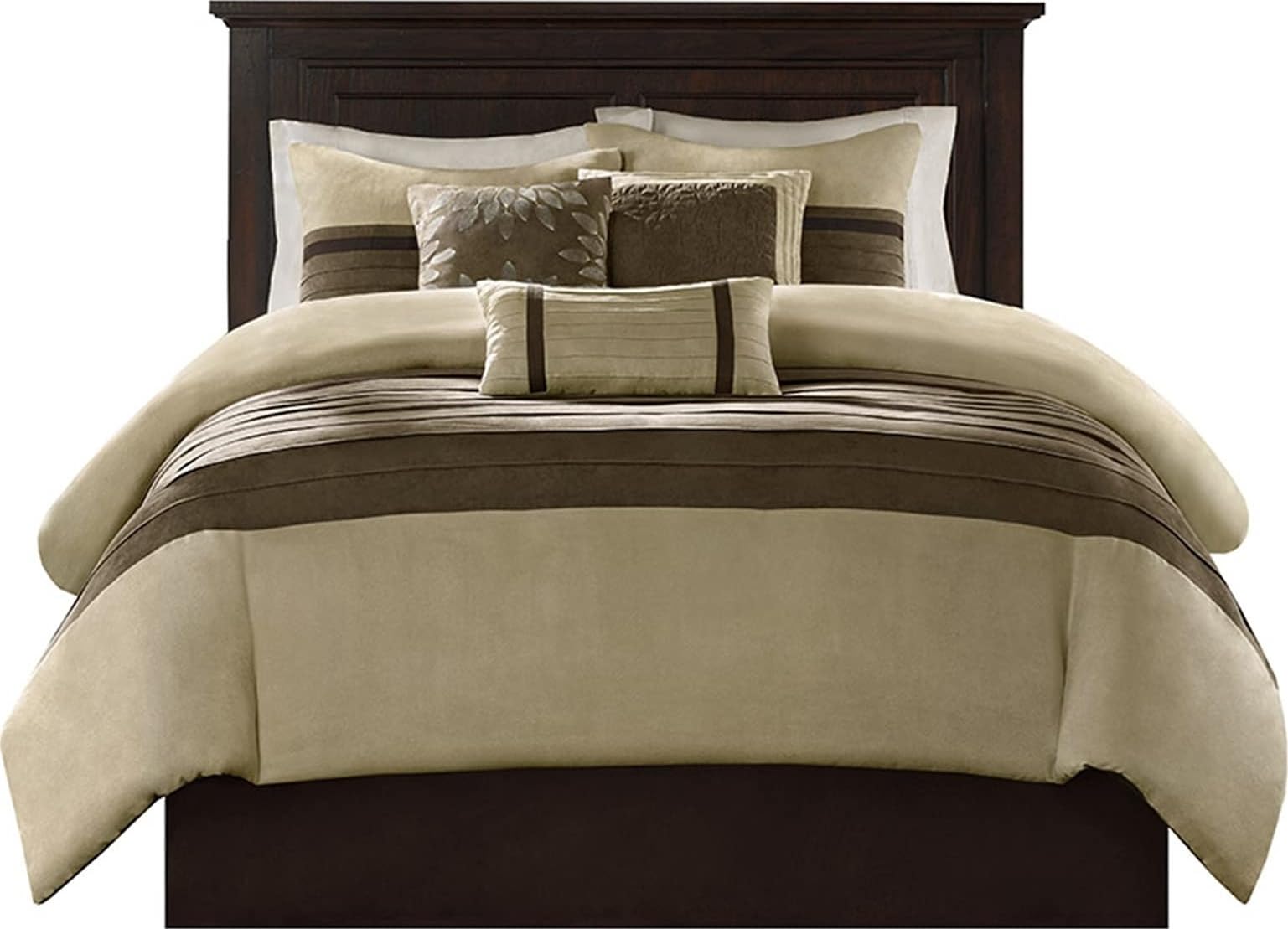 Madison Park comforter front view showing neutral tones and layered warmth