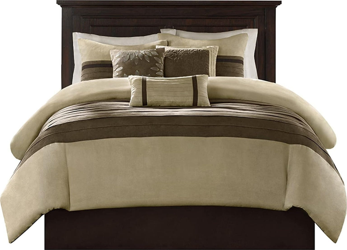 Madison Park comforter front view showing neutral tones and layered warmth