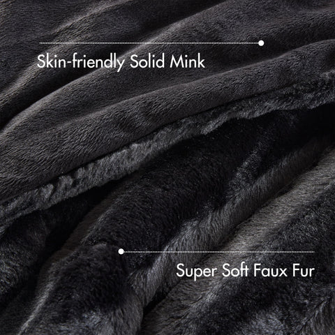 Madison Park Duke close-up of plush faux fur texture, highlights soft tactile comfort